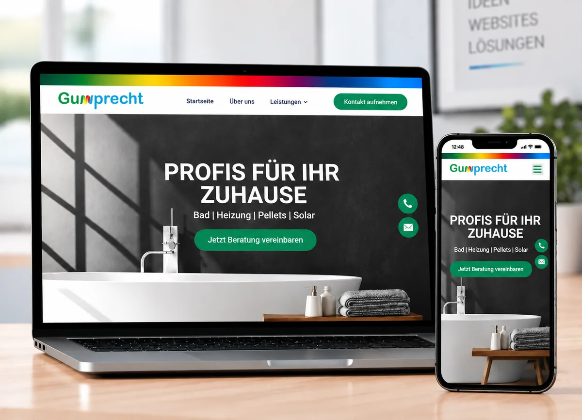 Webgestaltung für Gumprecht auf Laptop und Handy